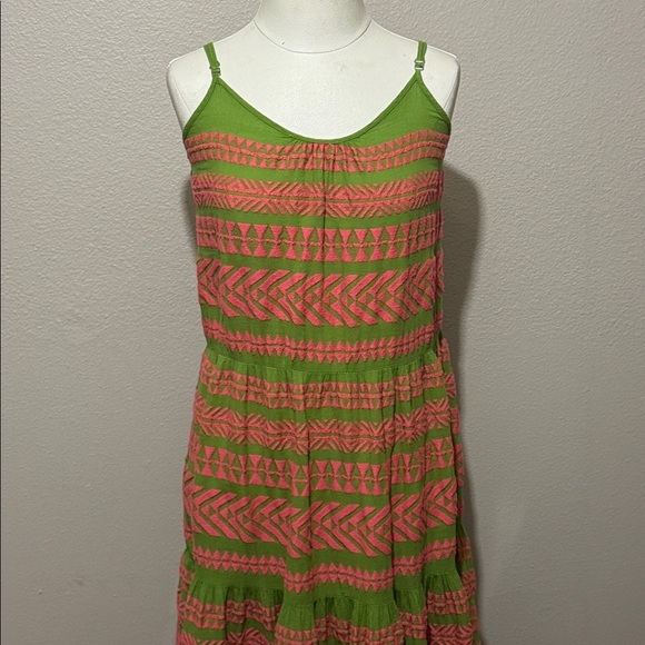 Devotion TWINS Arsida Embroidered Pink and Green Maxi Dress - Picture 3 of 8